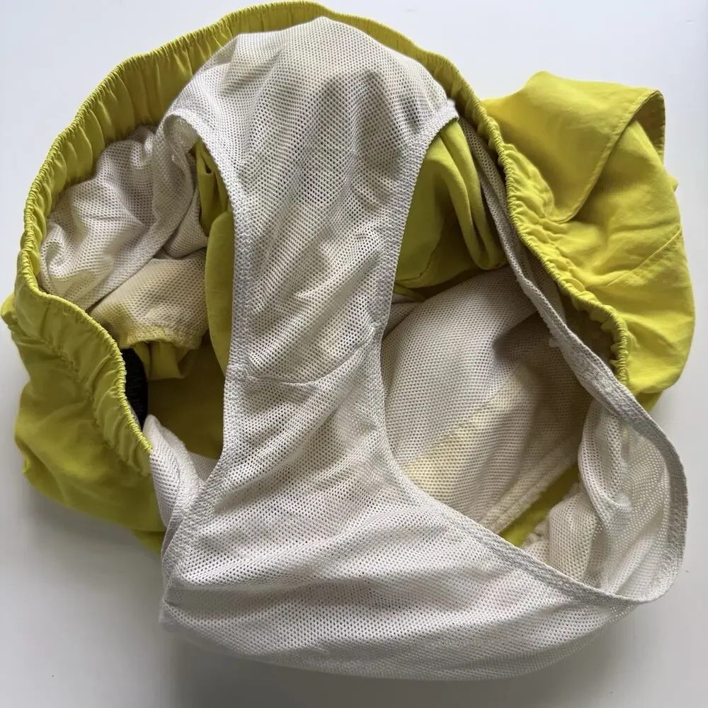 The North Face Swim Trunks Mens Large Yellow Nylon Mesh Lined Logo Board Shorts